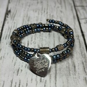 Handmade Blue Beaded Wrap Bracelet/ Wrap Bracelet for her/ Family Bracelet/ Char
